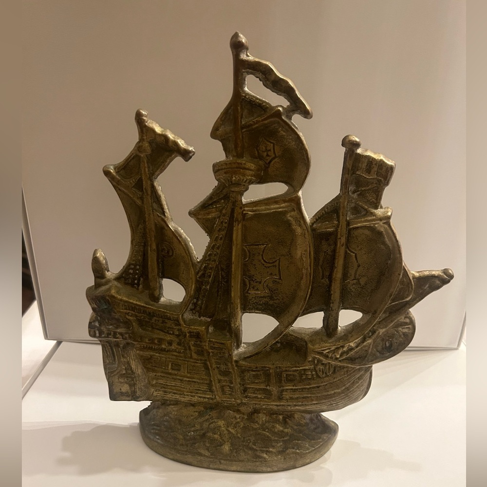 Vintage Cast Iron Brass Nautical Ship Door Stop